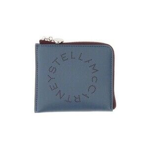 Stella Mccartney Perforated Logo Leather Zip Around Wallet Blue & Burgundy Italy